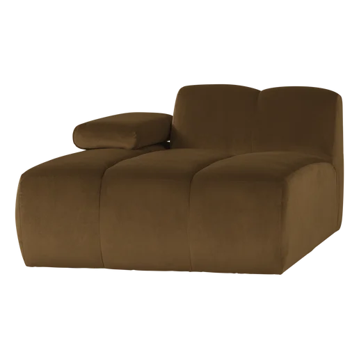 Chaise longue velours geel links 124 cm