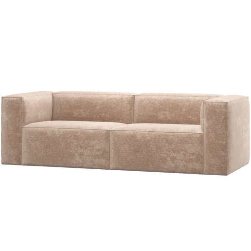 Bank Kaltero velours beige 5-zits 242 cm
