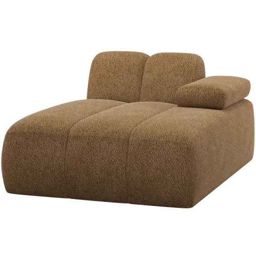 Chaise longue chenille geel rechts 124 cm