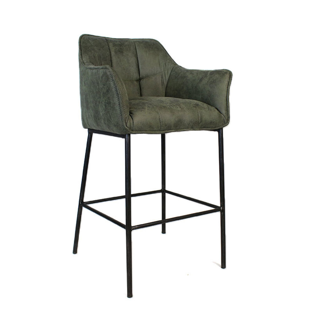Barkruk microvezel olijfgroen 82 cm