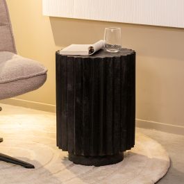 Bijzettafel mangohout zwart 35 cm