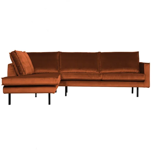 Hoekbank Arel velours oranje links 266 cm