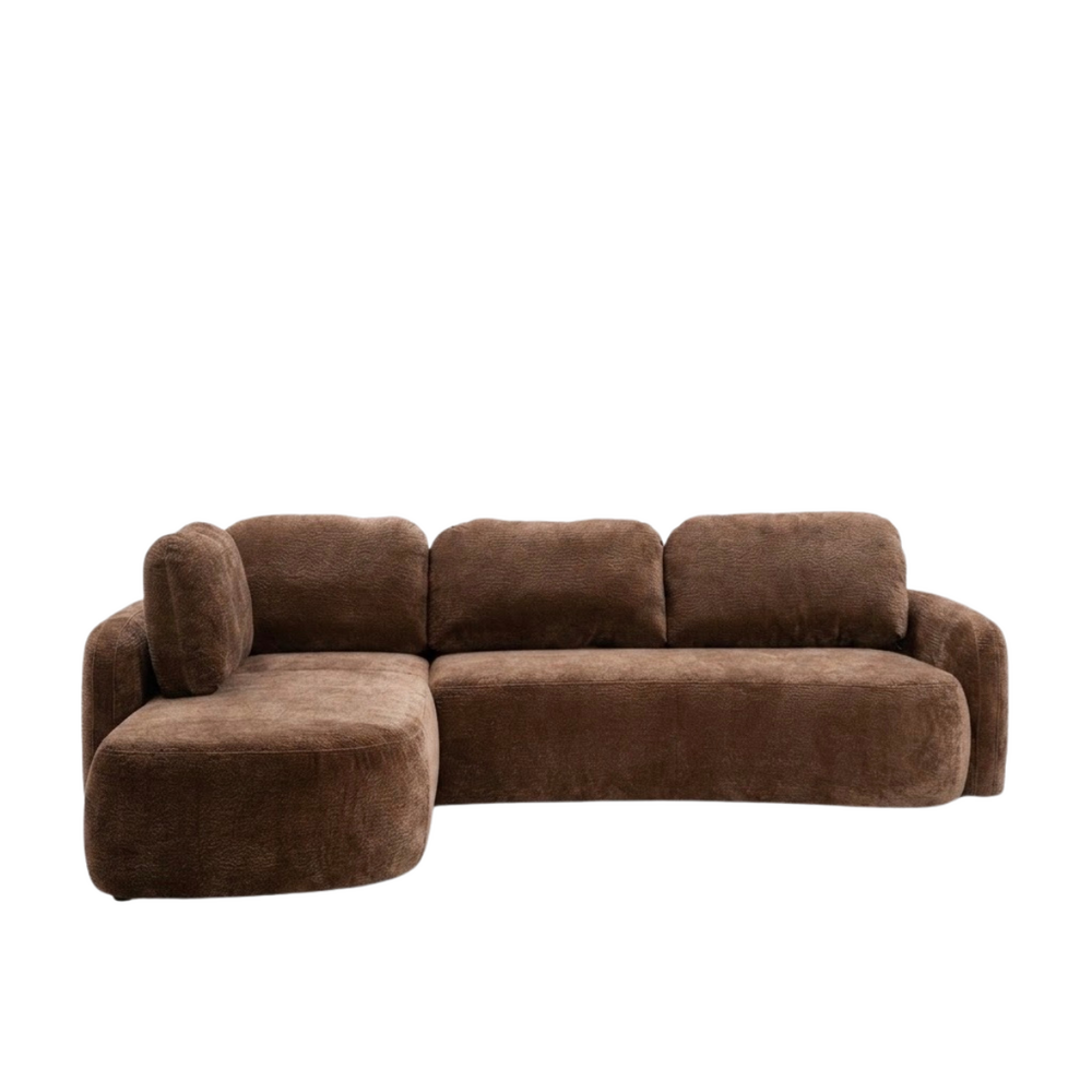 Hoekbank ja bruin links 286 cm