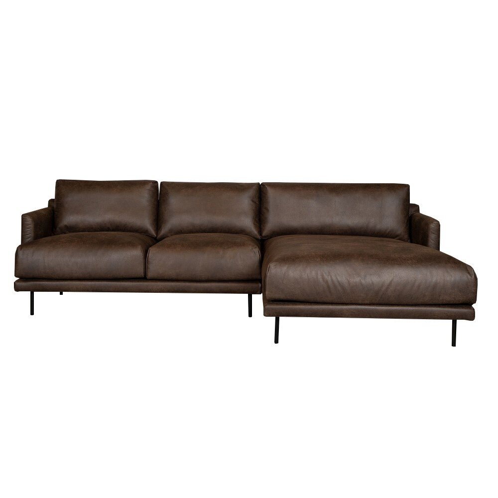 Hoekbank eco-leer bruin rechts
