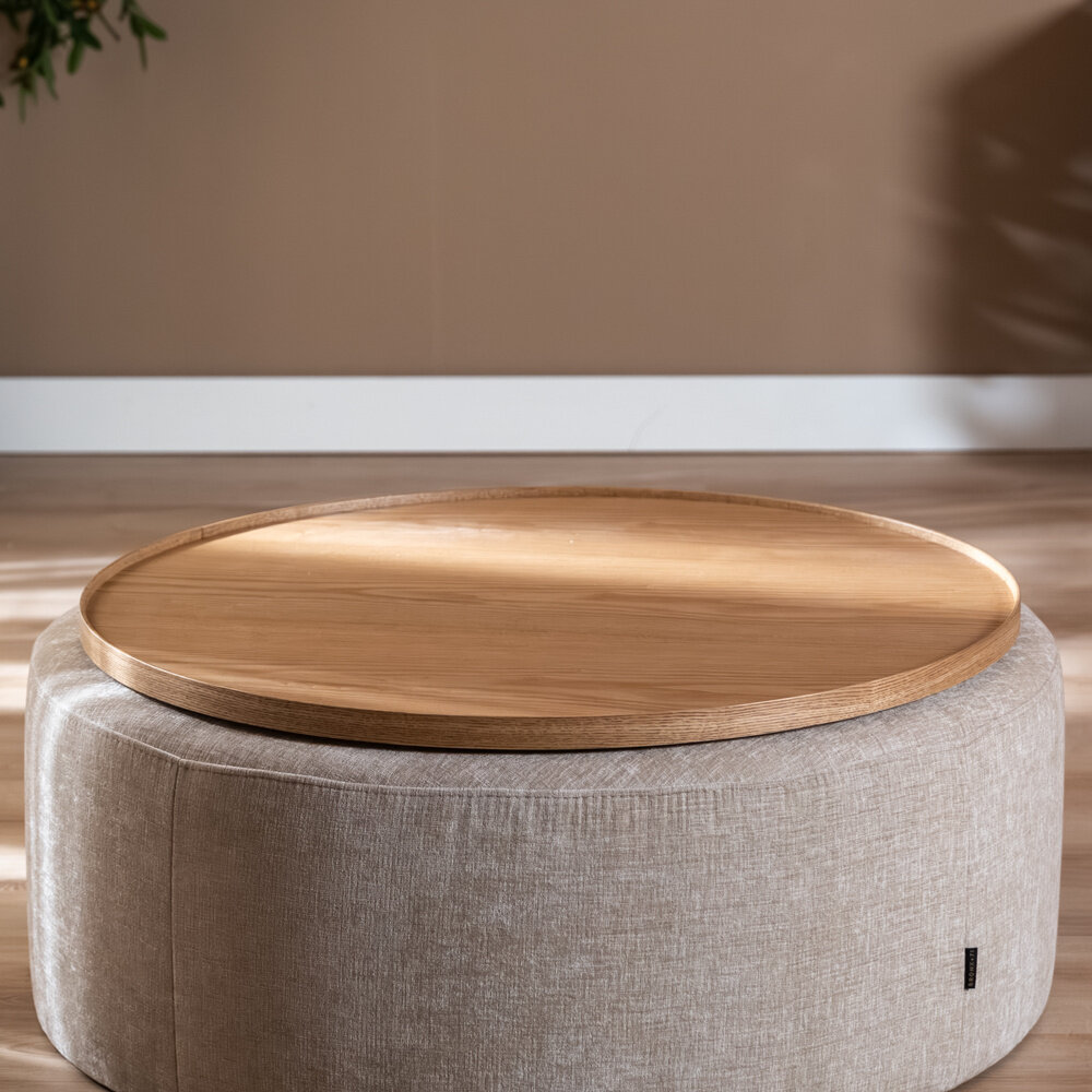 Decoratie eikenfineer blank eiken rond Ø89 cm