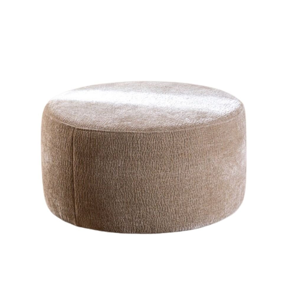 Poef chenille taupe rond Ø70 cm