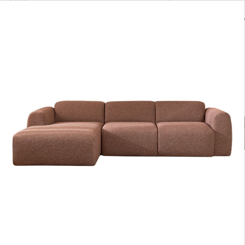 Hoekbank bouclé rood links 274 cm