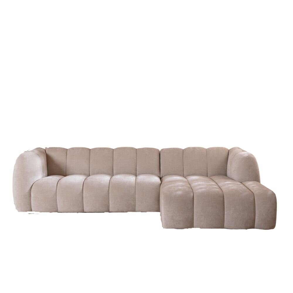 Hoekbank chenille zand rechts 294 cm