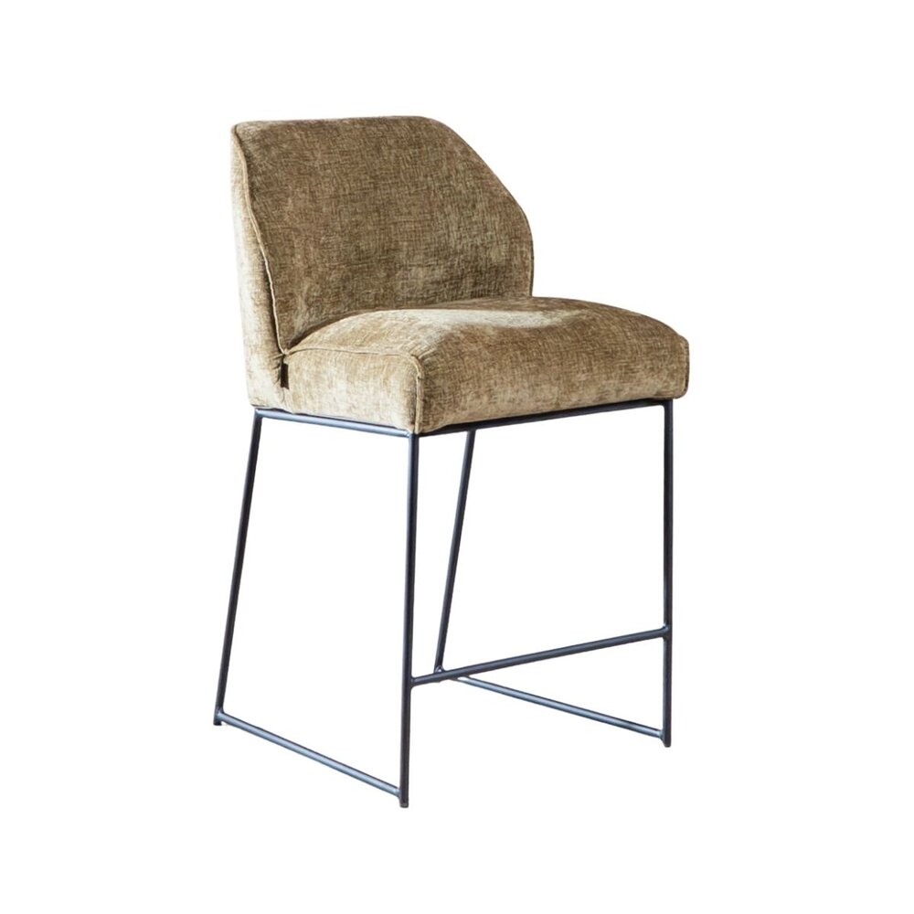 Barkruk chenille olijf groen 73 cm