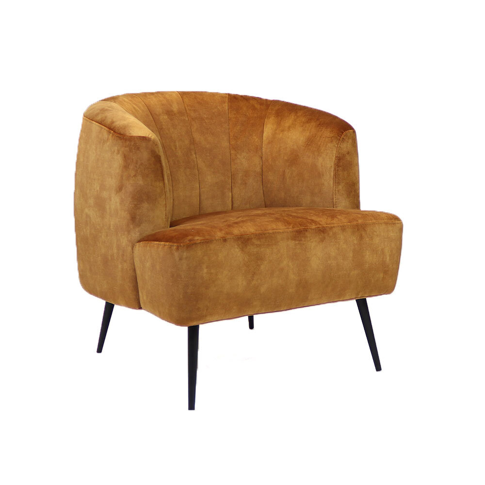 Fauteuil velours okergeel 72 cm