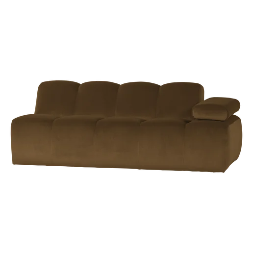 Bank velours geel 2-zits rechts 204 cm