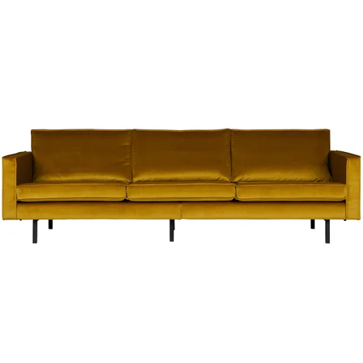 Bank velours geel 3-zits 277 × 85 cm hoog