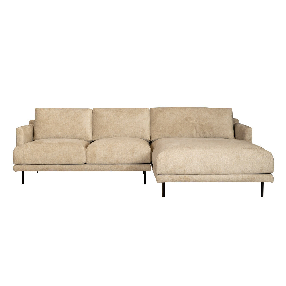 Hoekbank polyester taupe rechts