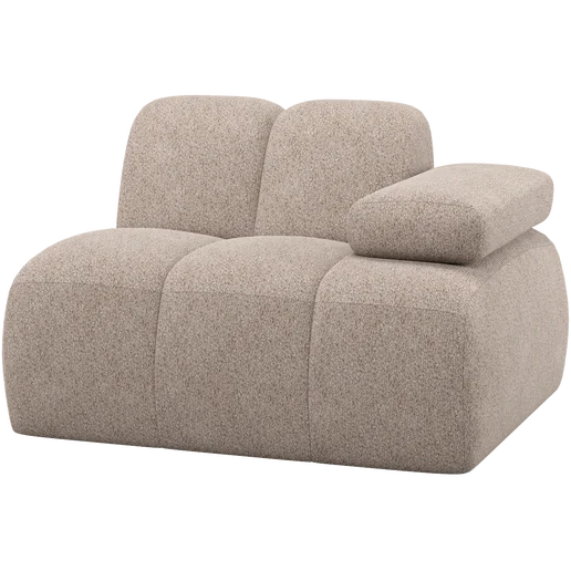 Bank chenille bruin 1-zits rechts 124 cm
