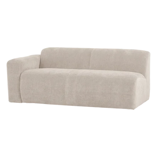 Bank ribstof beige 2-zits links