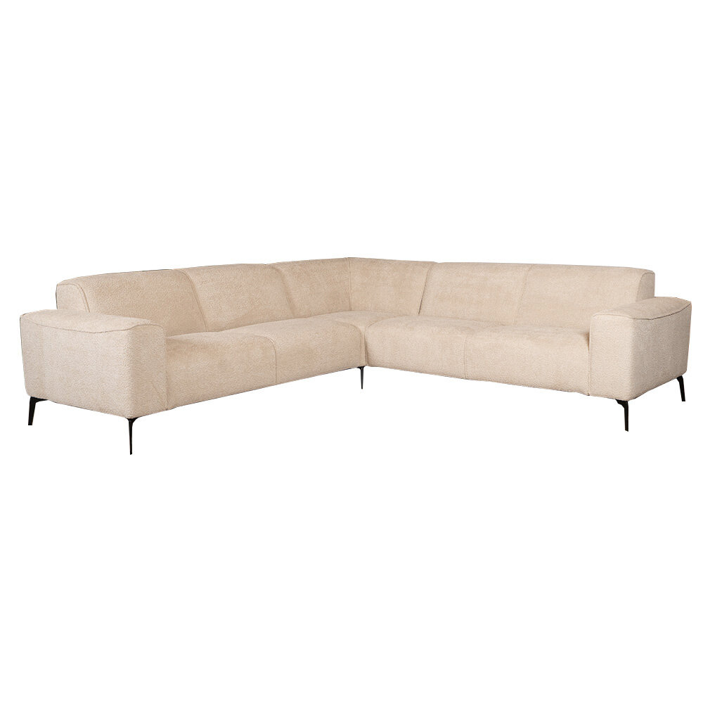 Hoekbank bouclé beige links rechts