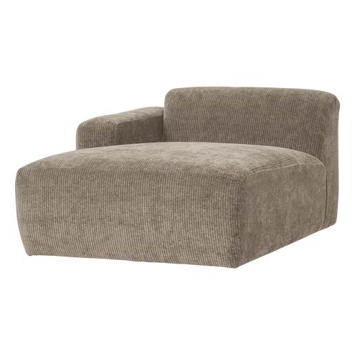 Chaise longue ribstof beige links 112 cm