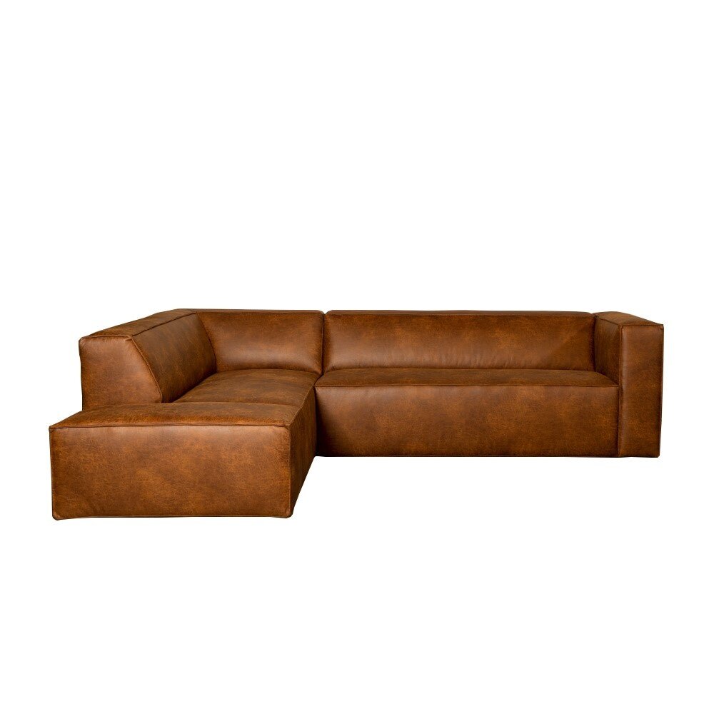 Hoekbank eco-leer cognac links 266 cm