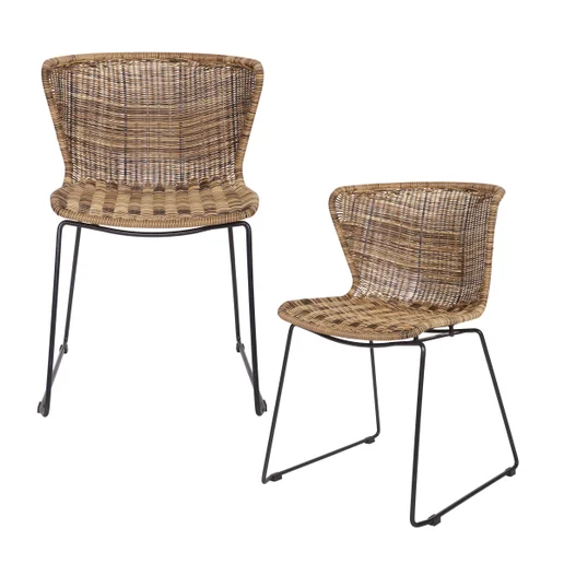 Tuinstoel kunststof naturel set van 2