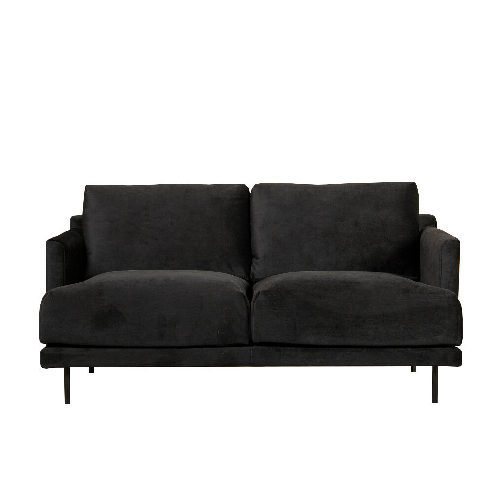 Bank velours zwart 5-zits 174 cm