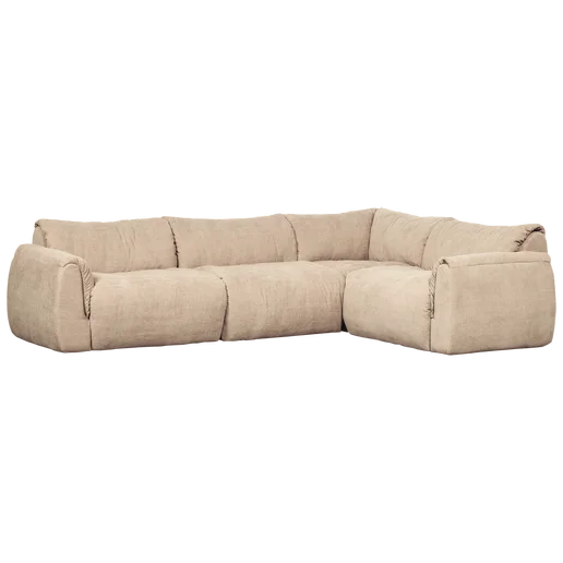 Hoekbank polyester beige rechts