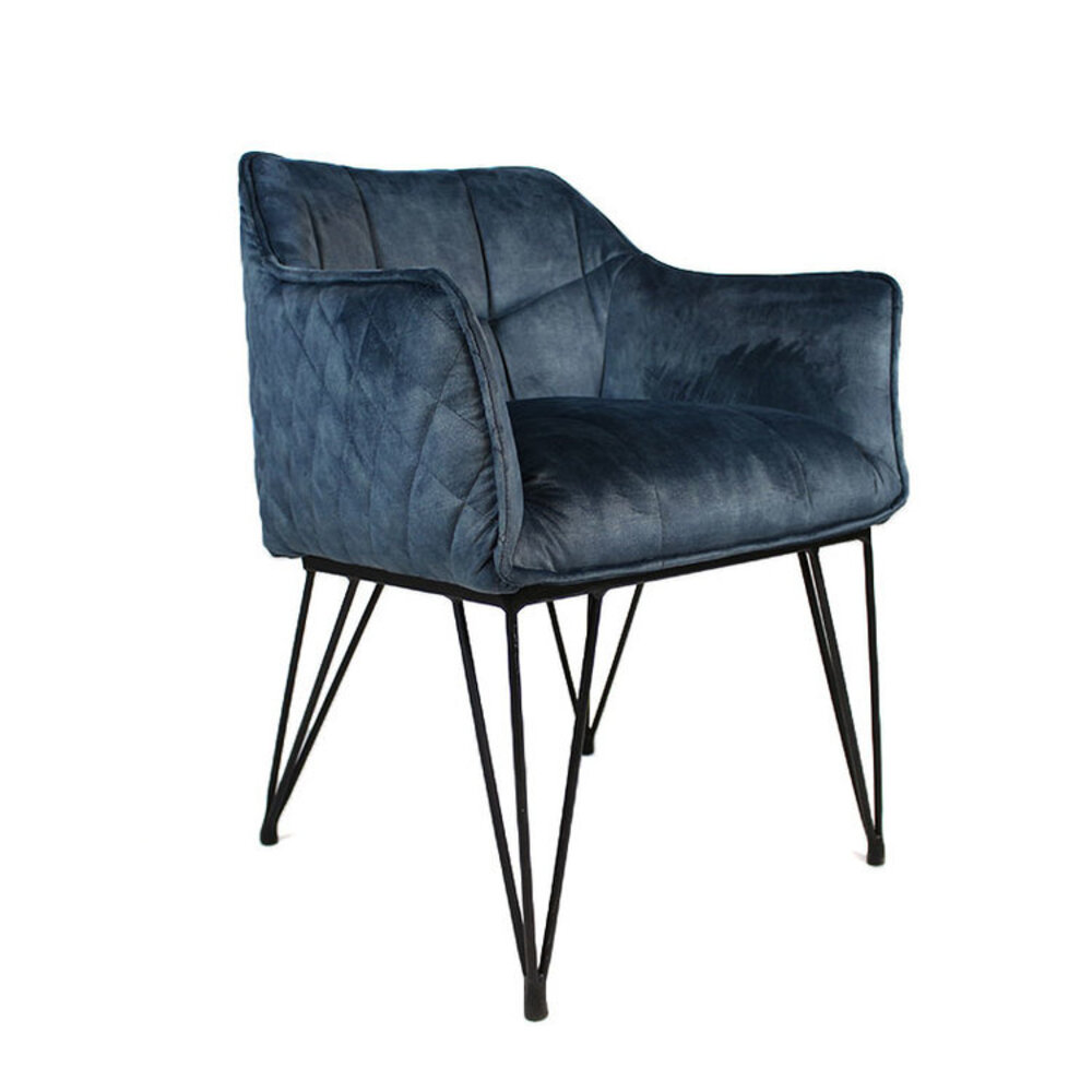 Stoel velours blauw 62 cm