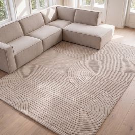 Vloerkleed polyester taupe 290 × 1 cm hoog