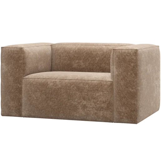 Fauteuil velours grijs 146 cm