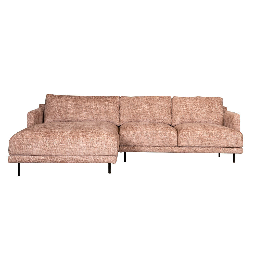 Hoekbank polyester roze links 290 cm