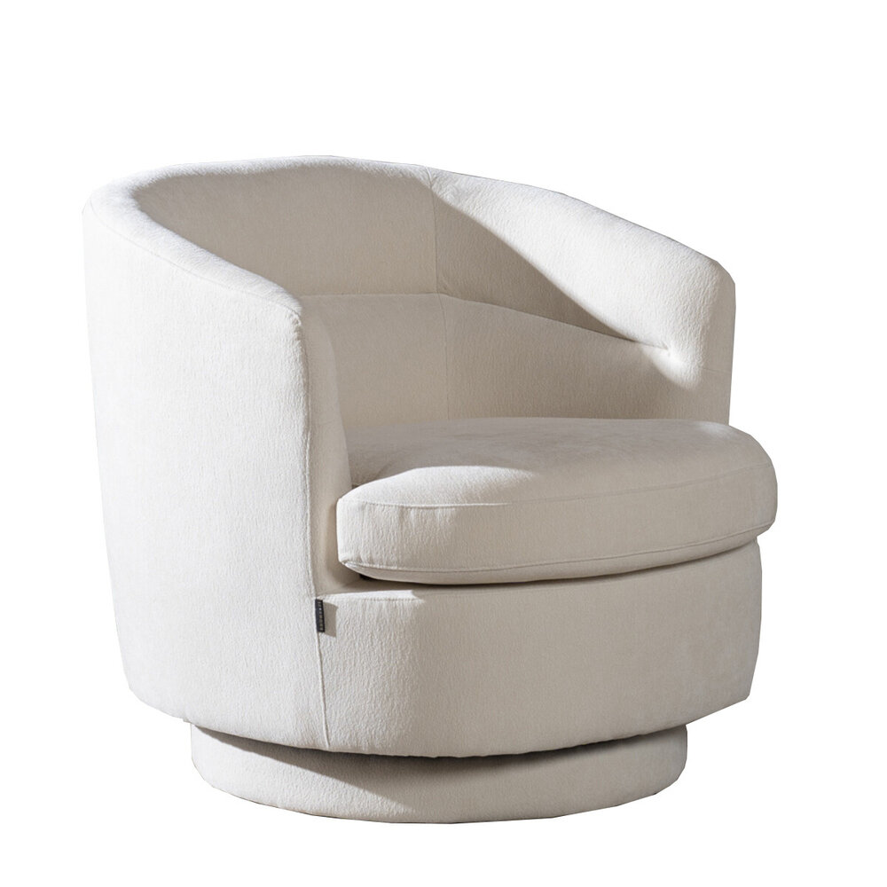 Fauteuil chenille gebroken wit draaibaar 80 cm