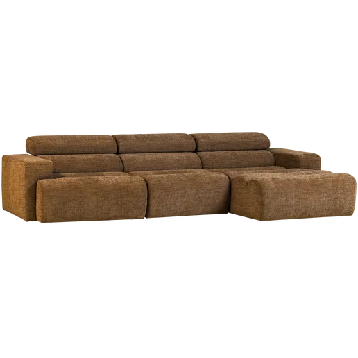 Chaise longue bruin rechts 300 cm