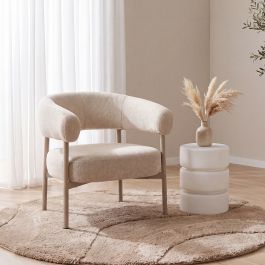 Fauteuil royal bouclé naturel 110 78 cm