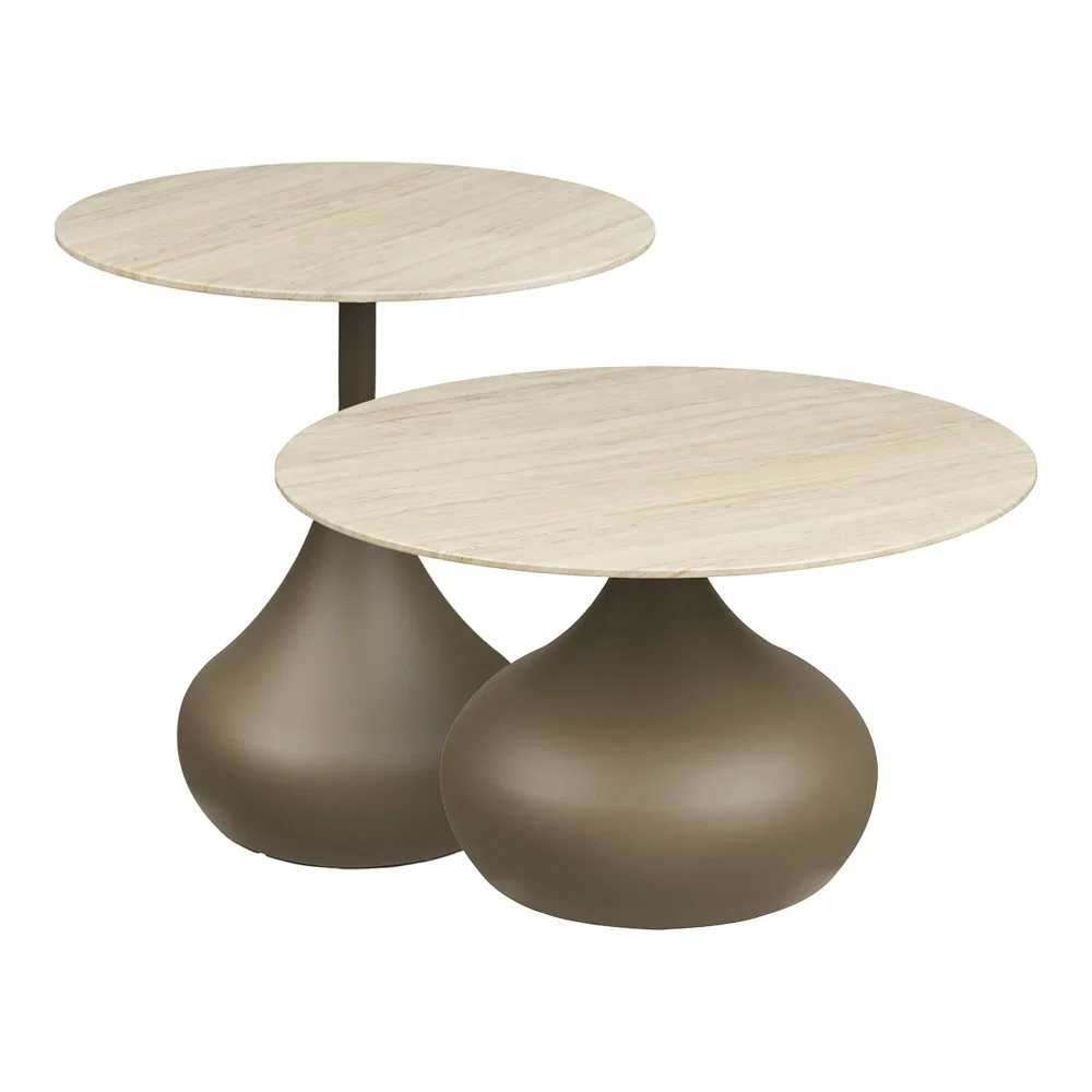 Salontafel metaal khaki set van 2