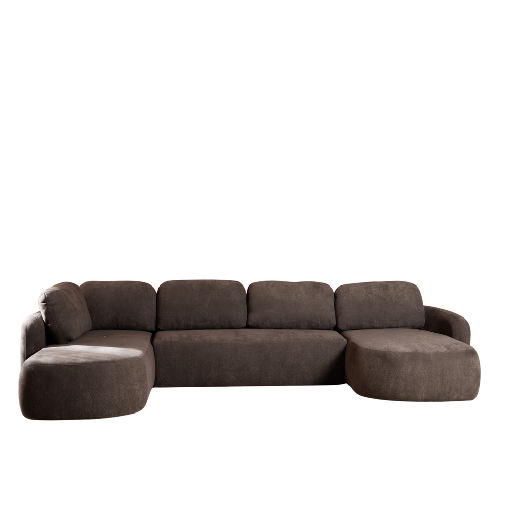 Hoekbank ja bruin 6-zits 364 cm