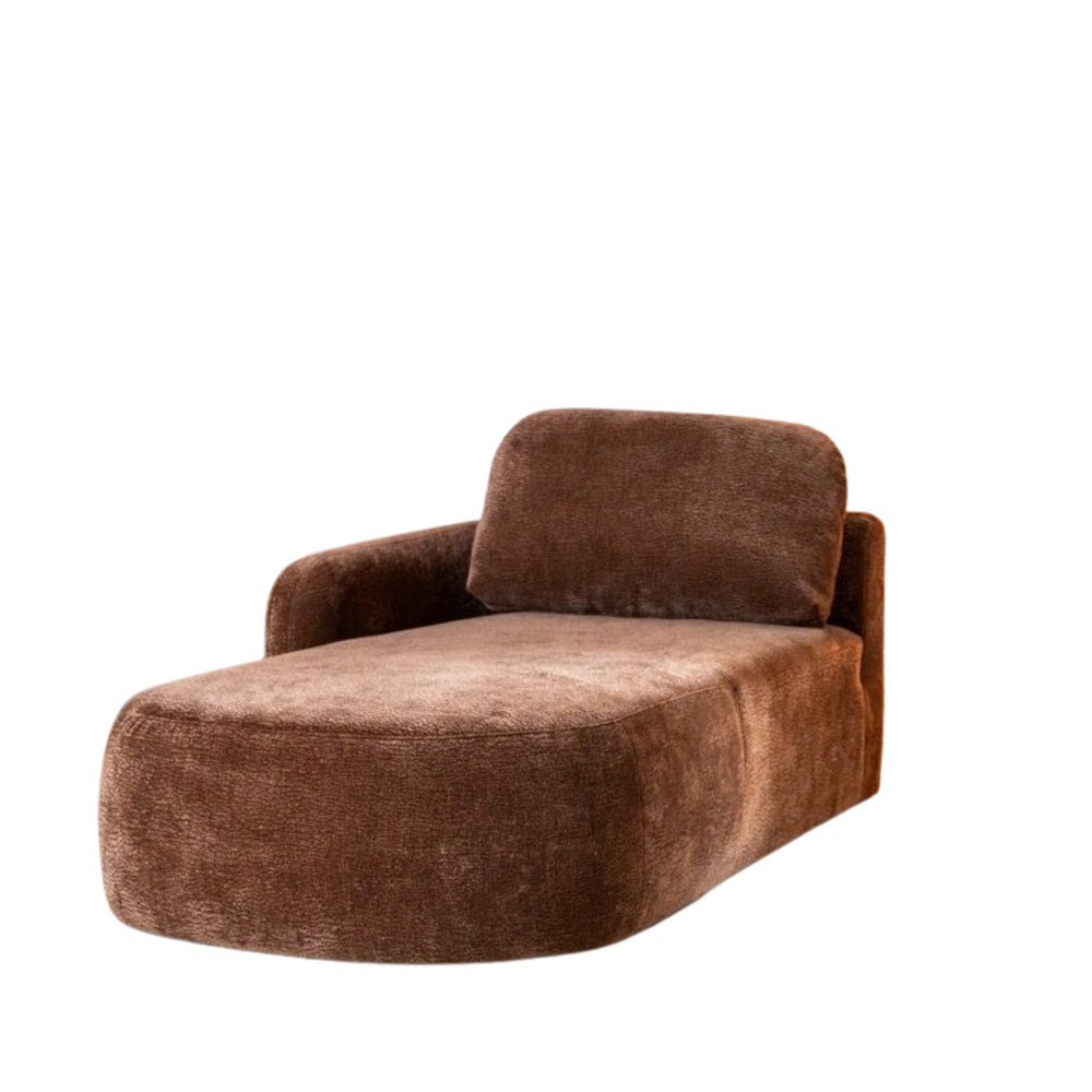 Chaise longue Alon chenille bruin links 107 cm