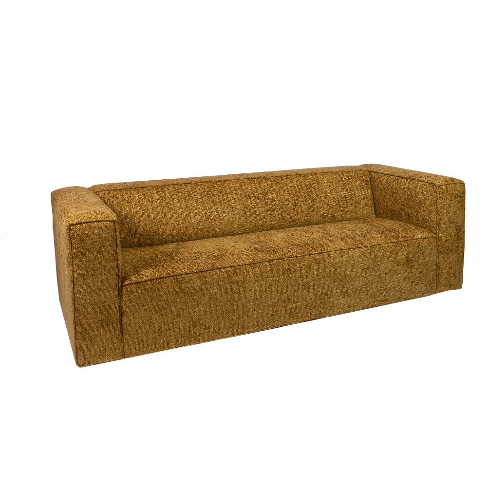 Bank velours okergeel 3-zits 224 cm