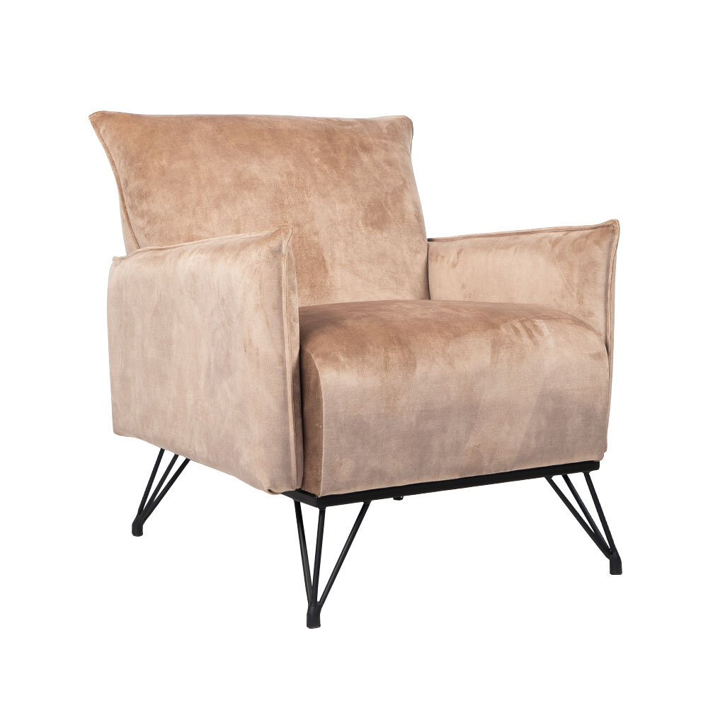Fauteuil velours taupe 74 cm