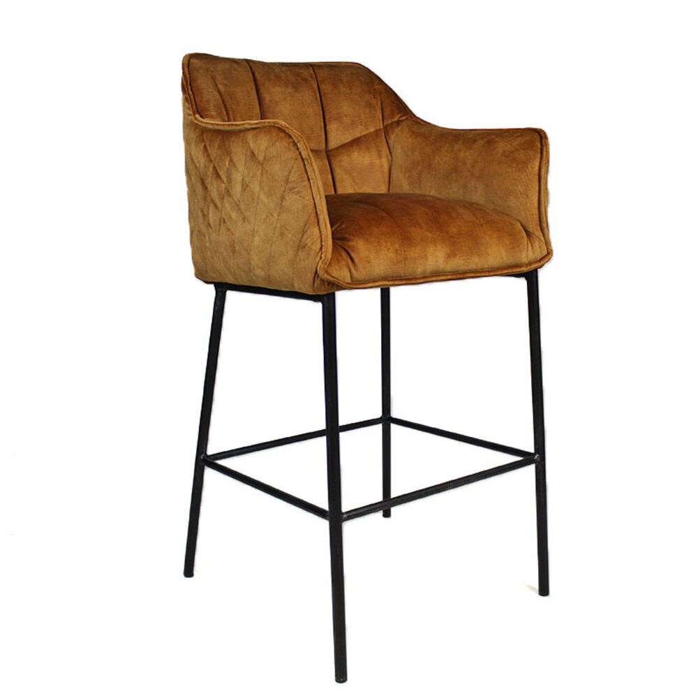 Barkruk velours okergeel 82 cm 62 cm