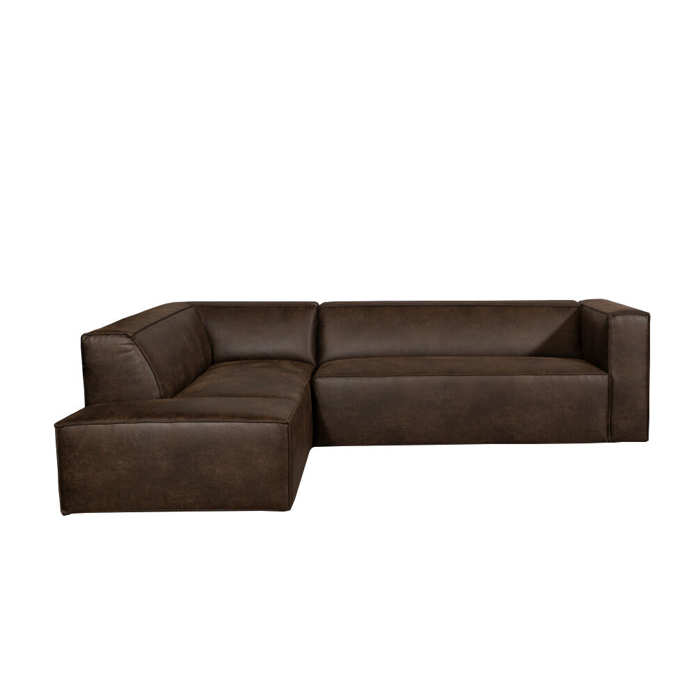 Hoekbank eco-leer bruin links 266 cm