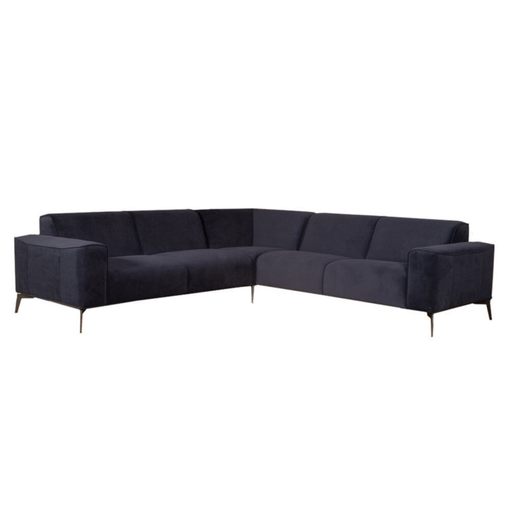 Hoekbank velours blauw links rechts