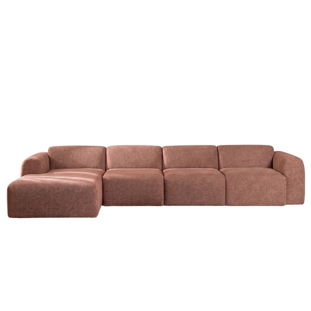 Hoekbank bouclé rood links