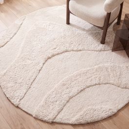 Vloerkleed polyester ivoor 200 cm