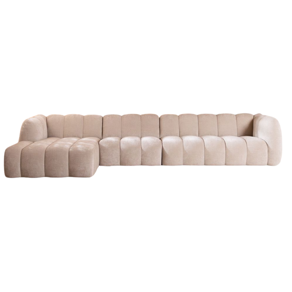 Hoekbank chenille zand links