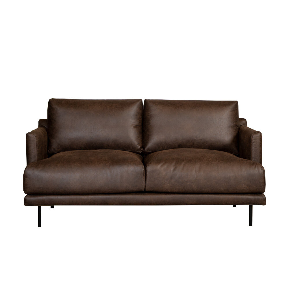 Bank eco-leer bruin 5-zits 174 cm