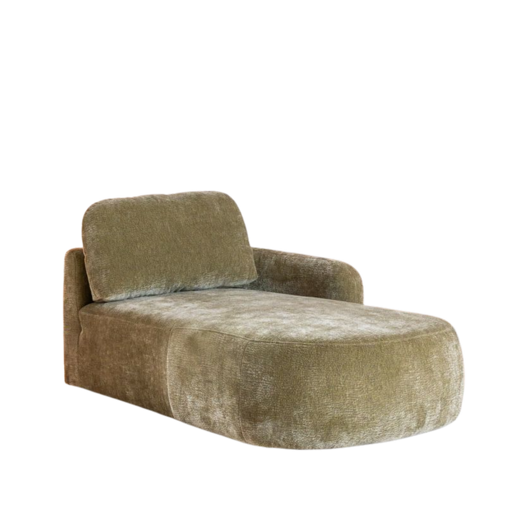Chaise longue chenille groen rechts