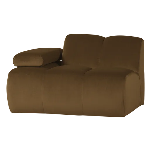 Bank velours geel 1-zits links 124 cm