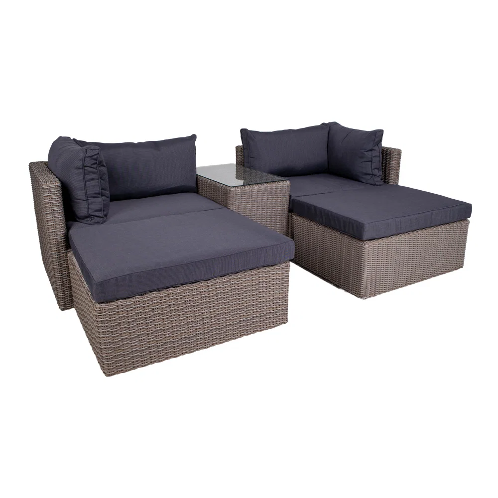Loungeset Calio kunststof rotan grijs