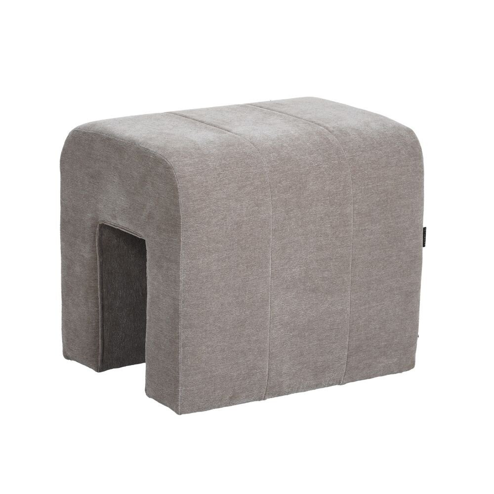 Poef chenille polyester taupe