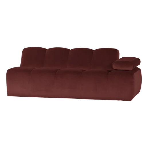 Bank velours bruin 2-zits rechts 204 cm