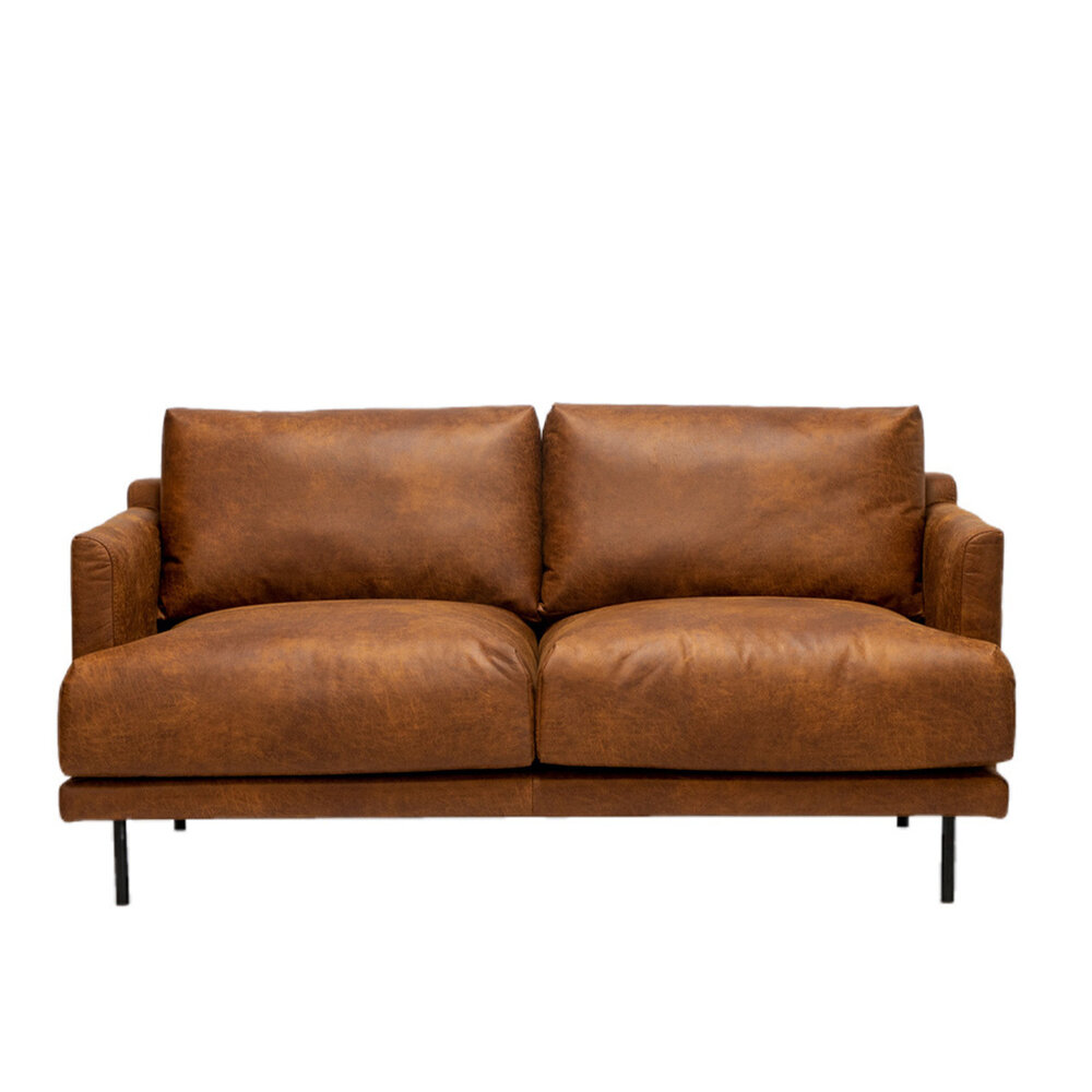 Bank eco-leer cognac 5-zits 174 cm